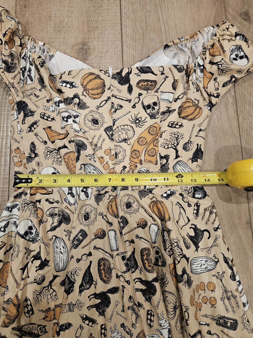 Halloween Witchy Gothic Cottagecore 100% Cotton Dress Cat Skull Pumpkin Print M - Picture 14 of 16